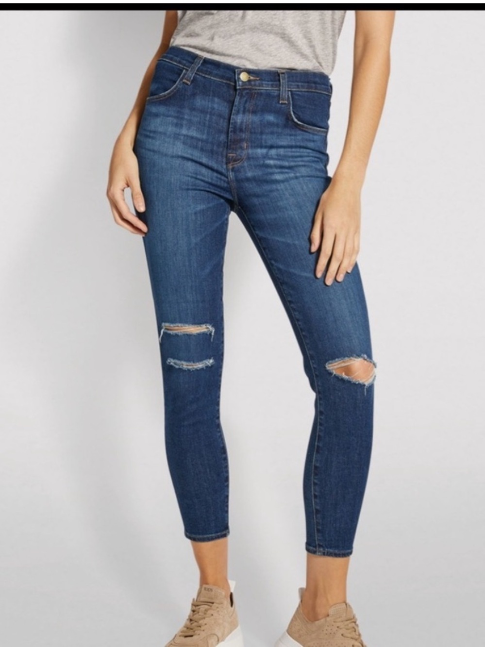 j brand // high rise slit knee alana cropped skinny jeans